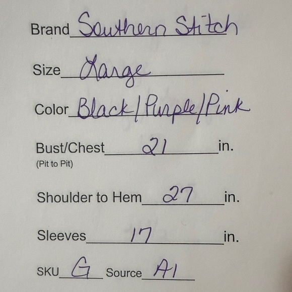 Southern Stitch Black Pink Print Keyhole Top Large Stretch Blouse - Picture 10 of 10